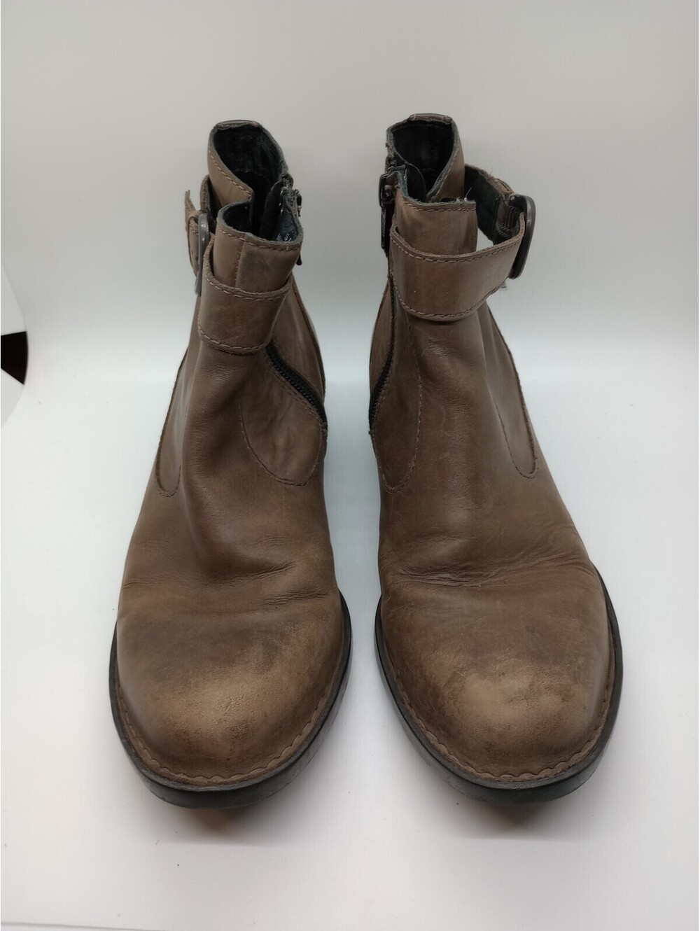 BORN Women's Booties 5.5 36 Euro Ankle Boots Leather Brown Slip on Zipper 201